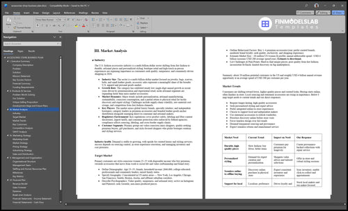 accessories shop business plan marketing analysis financialmodelslab