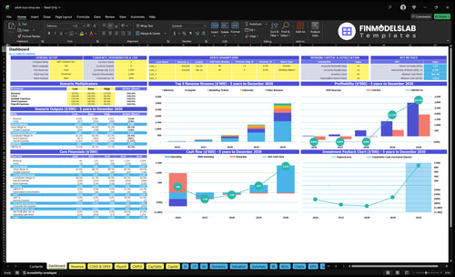 adult toys shop financial model dashboard financialmodelslab