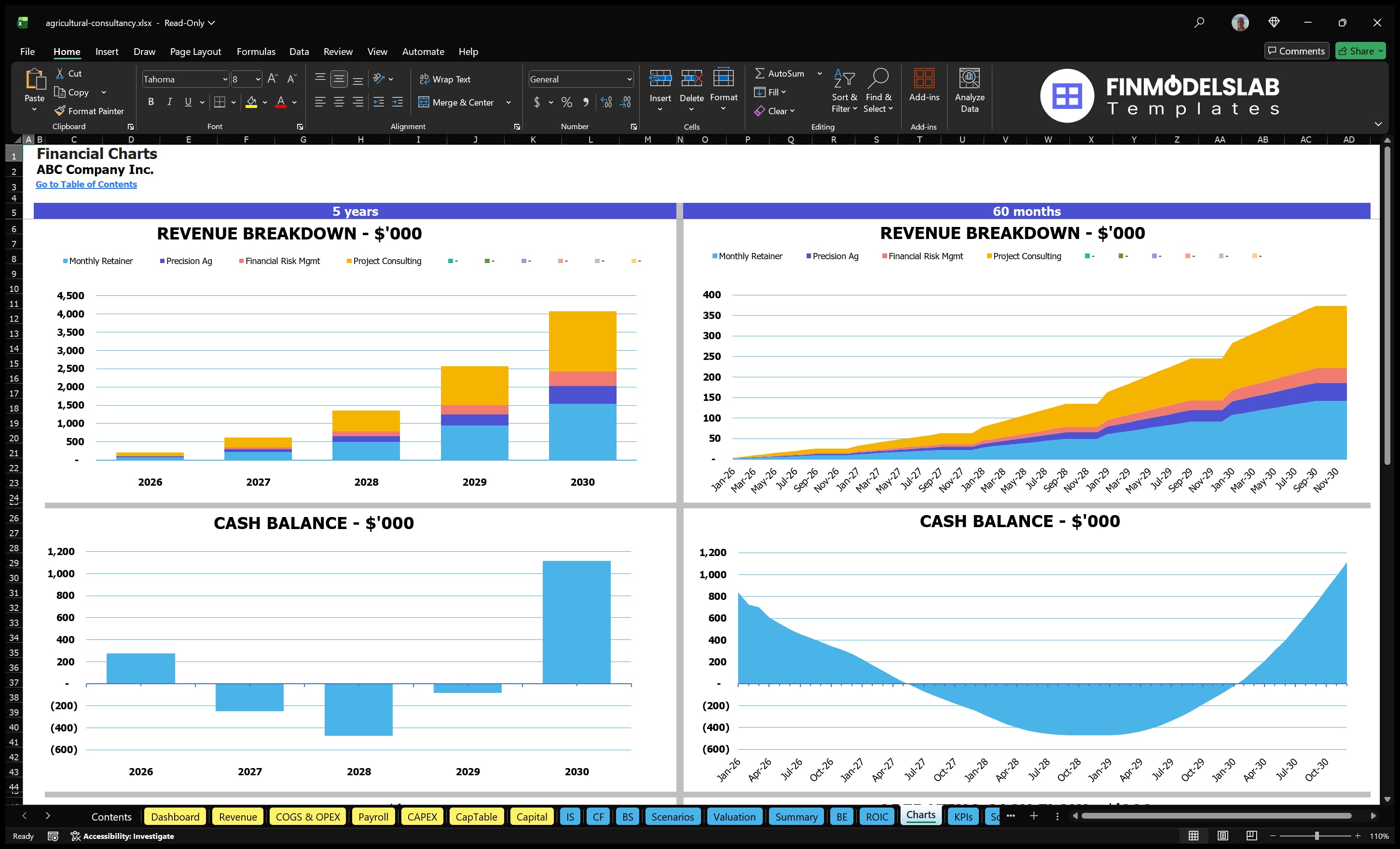 agricultural consultancy financial model charts financialmodelslab