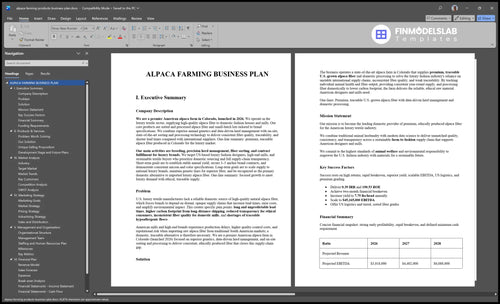 alpaca farming products business plan executive summary financialmodelslab