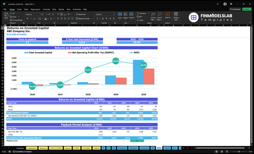 animation studio financial model roic financialmodelslab