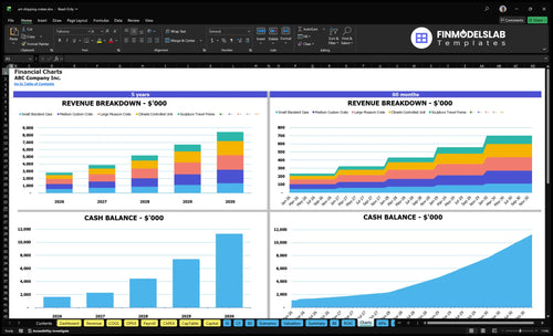 art shipping crates financial model charts financialmodelslab