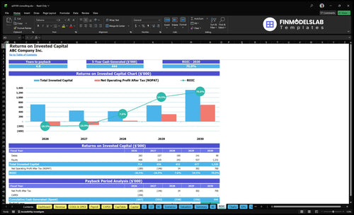 as9100 consulting financial model roic financialmodelslab