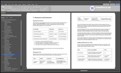 audio mixing service business plan management financialmodelslab