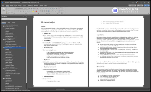 auto body repair business plan marketing analysis financialmodelslab