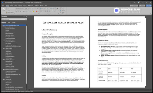 automotive glass repair business plan executive summary financialmodelslab