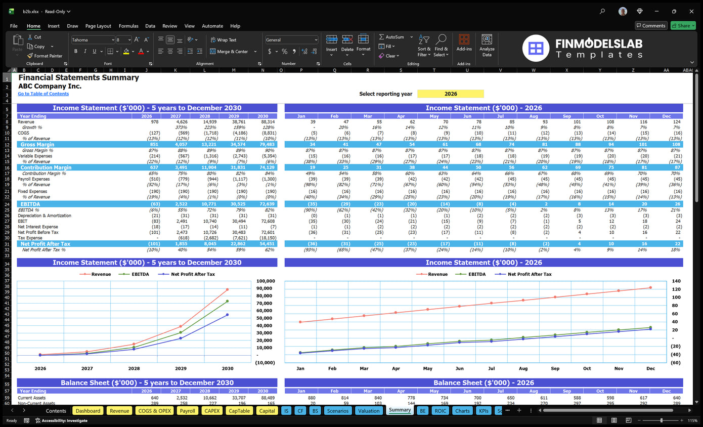 B2B Financial Model Summary Financial Models Lab