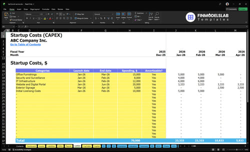 Bail Bond Service Financial Model captable inputs and calculations showing ownership stakes, investment rounds, dilution and customizable share classes to model fundraising scenarios and equity splits for investors.
