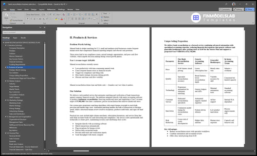 bank reconciliation business plan product financialmodelslab