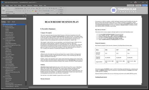 beach resort business plan executive summary financialmodelslab