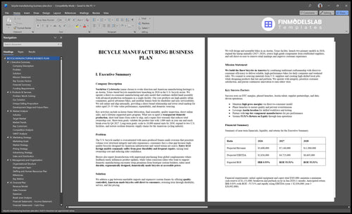 bicycle manufacturing business plan executive summary financialmodelslab
