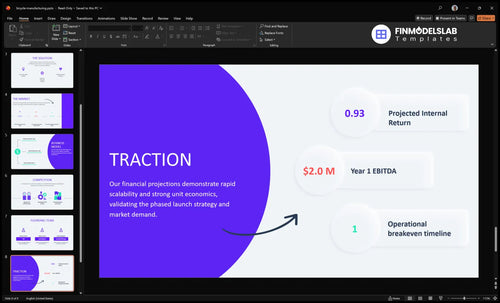 bicycle manufacturing tracrtion slide financialmodelslab