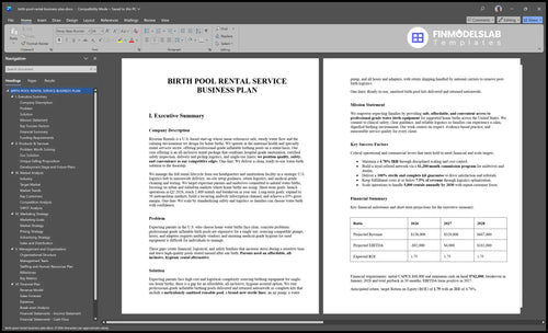 birth pool rental business plan executive summary financialmodelslab
