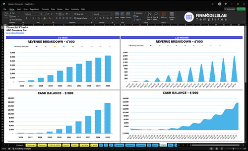 blueberry farming financial model charts financialmodelslab
