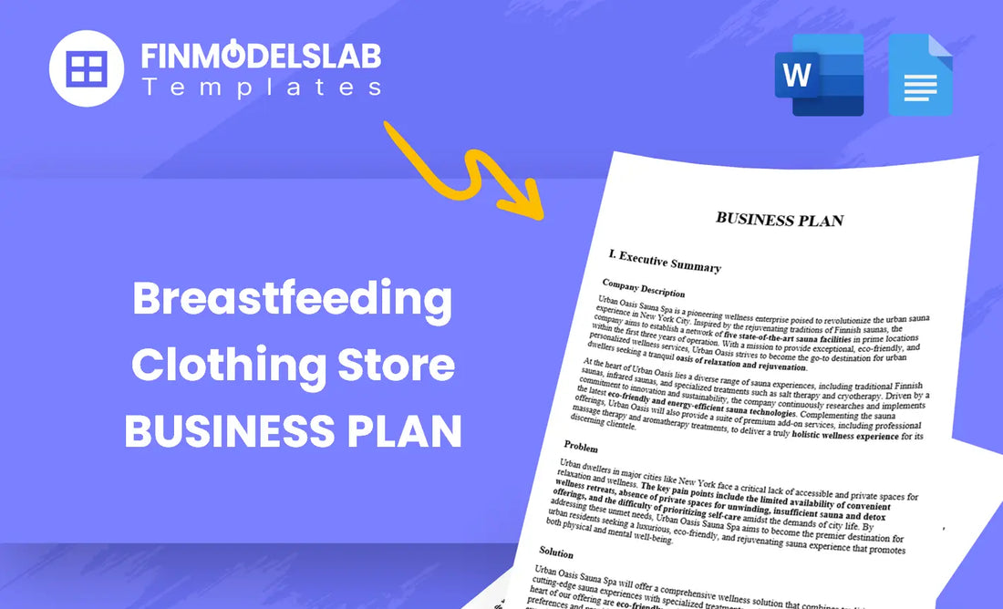 Breastfeeding Clothing Store Business Plan - a business plan template built for founders and investors to launch a nursing apparel shop, with comprehensive structure, pre-written content and investor-ready formatting; saves time and meets lender/investor standards while reducing market research overwhelm.