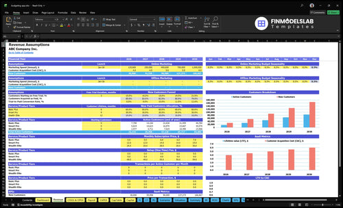 budgeting app financial model revenue financialmodelslab