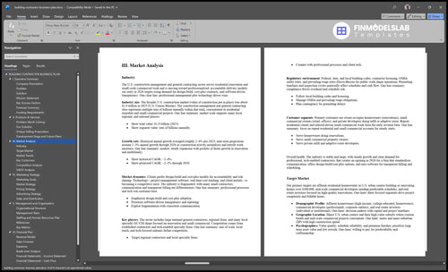 building contractor business plan marketing analysis financialmodelslab