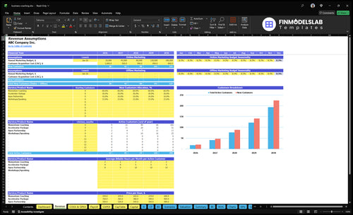 business coaching financial model revenue financialmodelslab