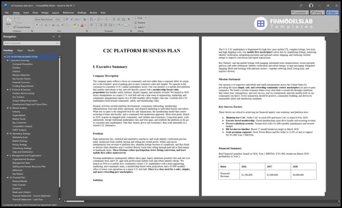 c2c business plan executive summary financialmodelslab