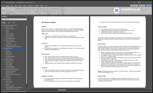c2c business plan marketing analysis financialmodelslab