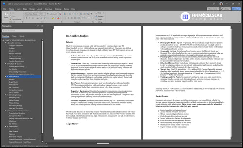 cable tv service business plan marketing analysis financialmodelslab