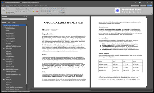 capoeira classes business plan executive summary financialmodelslab