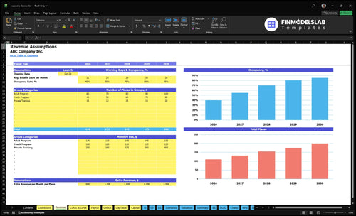 capoeira classes financial model revenue financialmodelslab