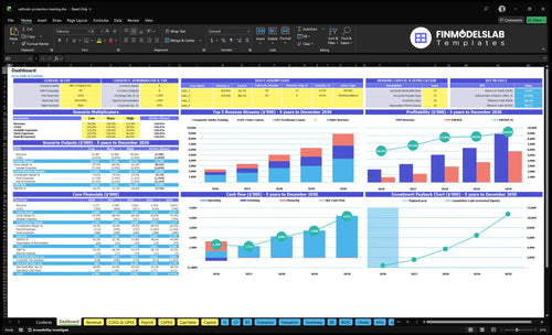 Cathodic Protection Training Program Financial Model dashboard summarizing key KPIs, runway/cash and performance with a dynamic dashboard, investor-ready charts and cash-flow clarity.