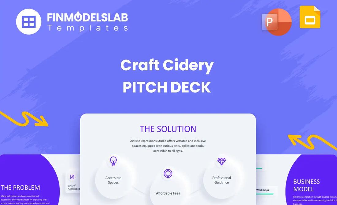 Craft Cidery Investment Pitch Deck - investor pitch built to secure funding and partnerships, offers investor-ready structure, visual storytelling, financial snapshot, solves tight deadlines and unclear investor expectations
