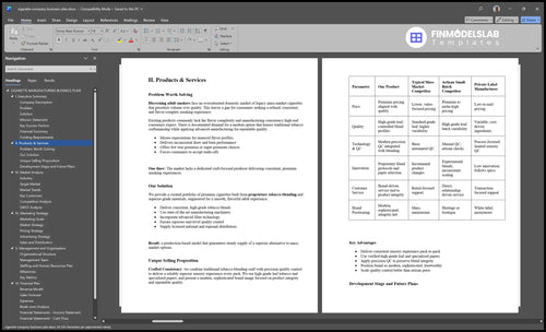cigarette company business plan product financialmodelslab