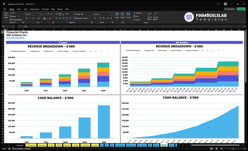 clearspan structure financial model charts financialmodelslab