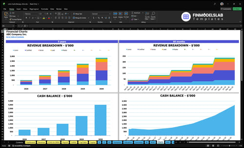 colon hydrotherapy clinic financial model charts financialmodelslab