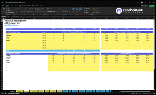 colon hydrotherapy clinic financial model revenue financialmodelslab