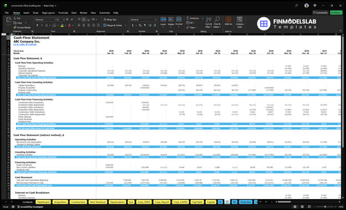 commercial office building financial model cash flow financialmodelslab