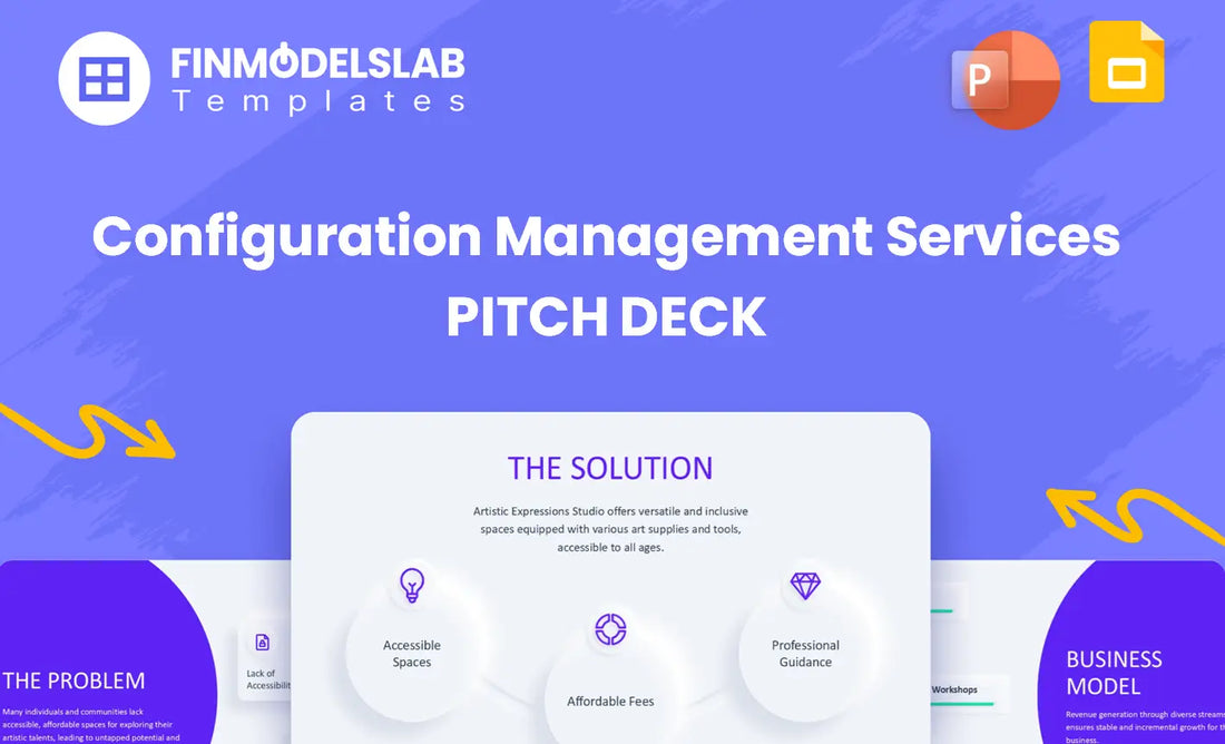 Configuration Management Services Investment Pitch Deck - investor pitch built to secure funding and clarify strategy, with investor-ready structure, problem-solution framework, visual storytelling; solves time pressure and unclear investor expectations.