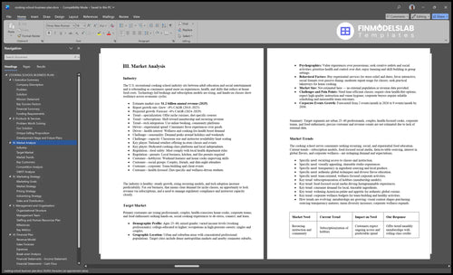 cooking school business plan marketing analysis financialmodelslab