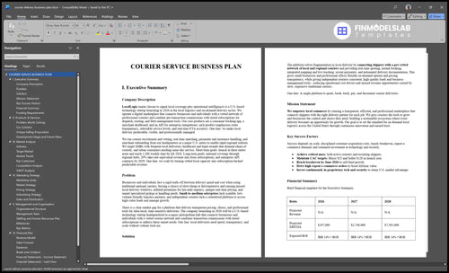 courier delivery business plan executive summary financialmodelslab