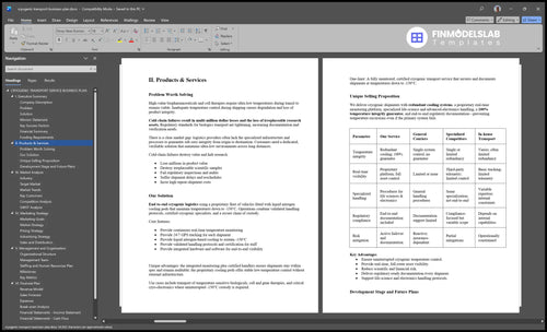 cryogenic transport business plan product financialmodelslab