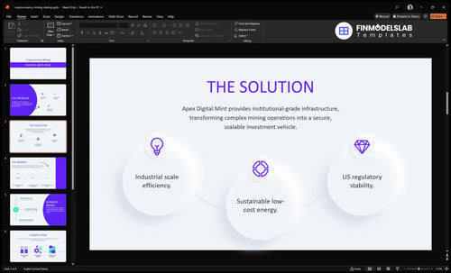 cryptocurrency mining startup solution slide financialmodelslab