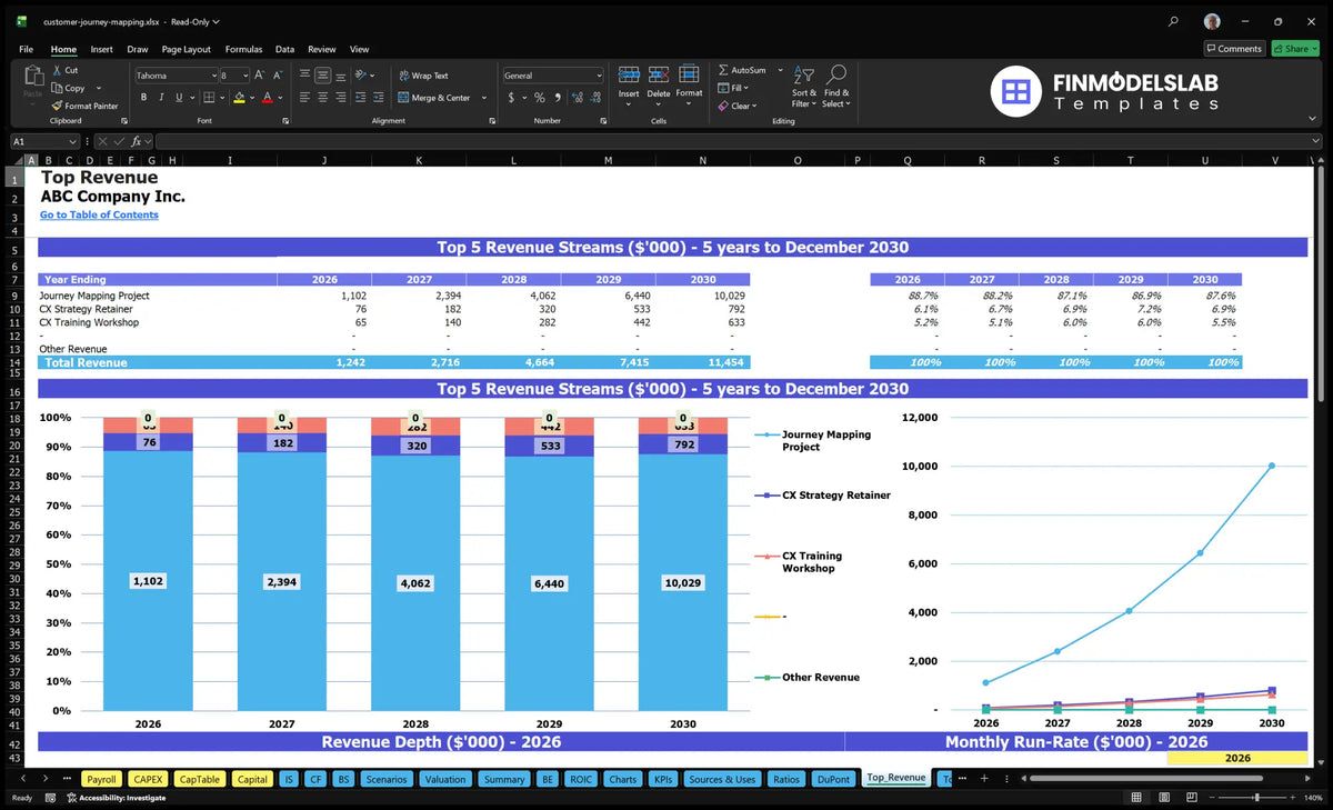 Customer Journey Mapping Services Model: 5Yr Forecasts 15% IRR 6Mo ...