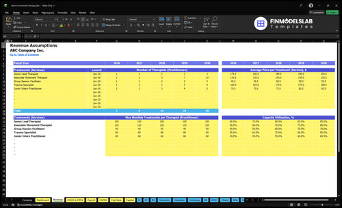 dance movement therapy financial model revenue financialmodelslab