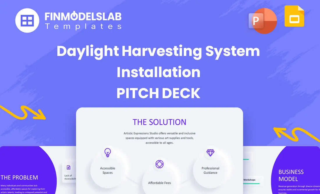 Daylight Harvesting System Installation Investment Pitch Deck - investor pitch to secure funding and partners, investor-ready structure with financial snapshot and fundraising ask, saves time and clarity for tight deadlines and unclear expectations