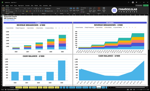 dietitian financial model charts financialmodelslab