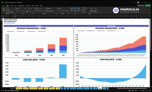 digital risk protection financial model charts financialmodelslab