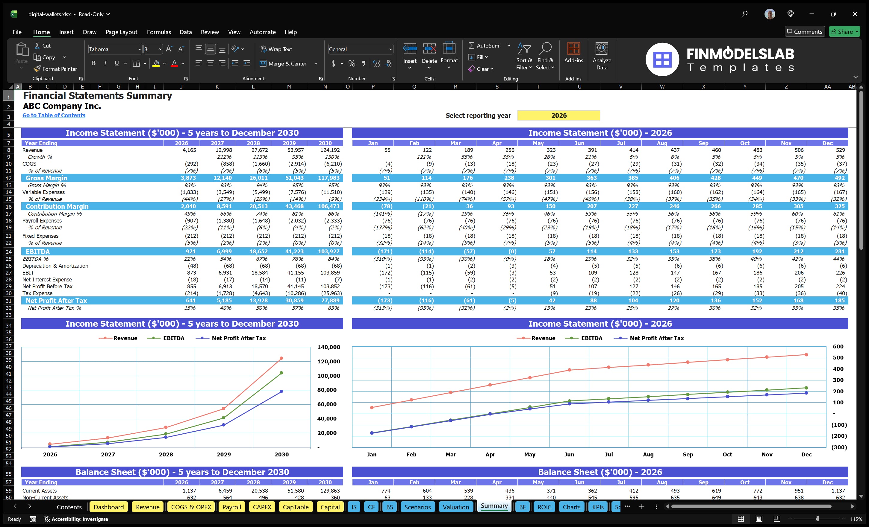digital wallets financial model summary financialmodelslab