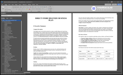 direct store delivery business plan executive summary financialmodelslab