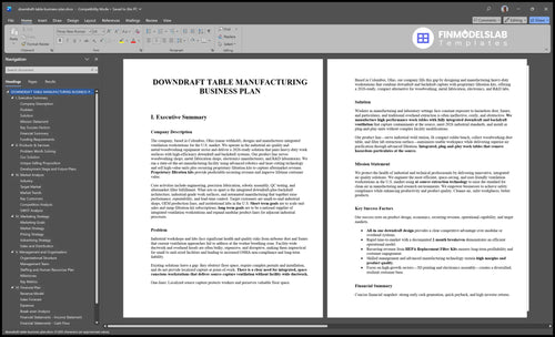 downdraft table business plan executive summary financialmodelslab
