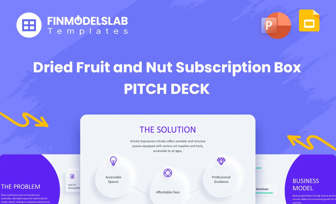 Dried Fruit and Nut Subscription Box Investment Pitch Deck - investor pitch built to secure funding and partnerships, with investor-ready structure, go-to-market plan, visual storytelling; addresses limited time and unclear investor expectations.