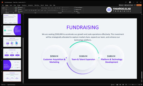 dropshipping fundraising slide financialmodelslab