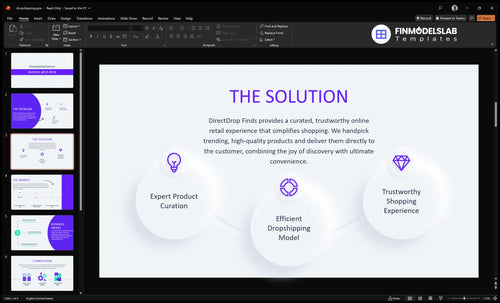 dropshipping solution slide financialmodelslab